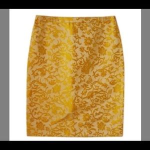 Banana Republic Cream Gold Silk Brocade Skirt